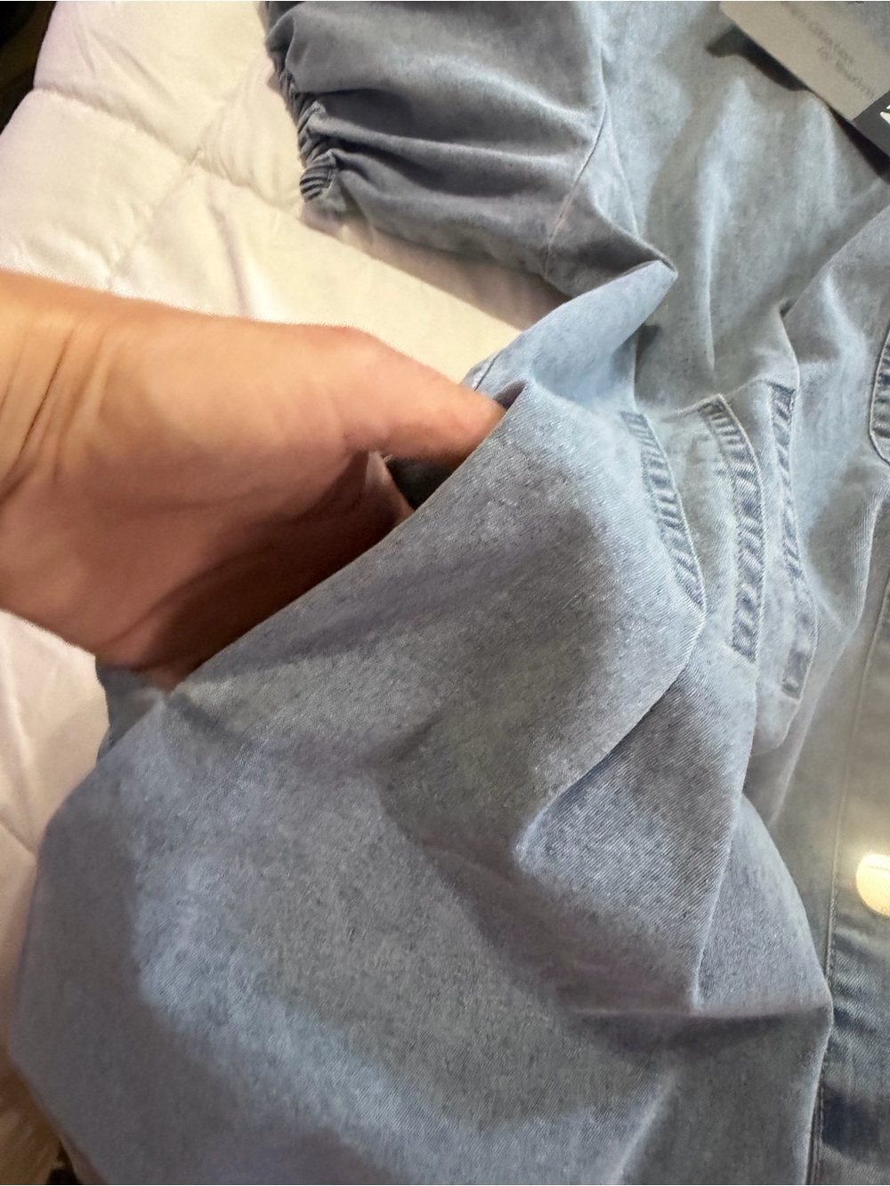 Light Blue Denim Button-Front Women's Dress - Picture 8 of 9